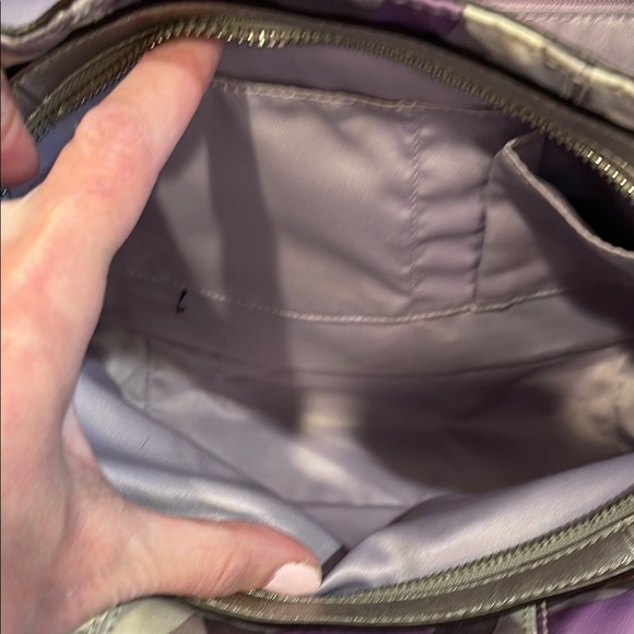 Coach Purple and Cream Madison Handbag - Picture 9 of 10